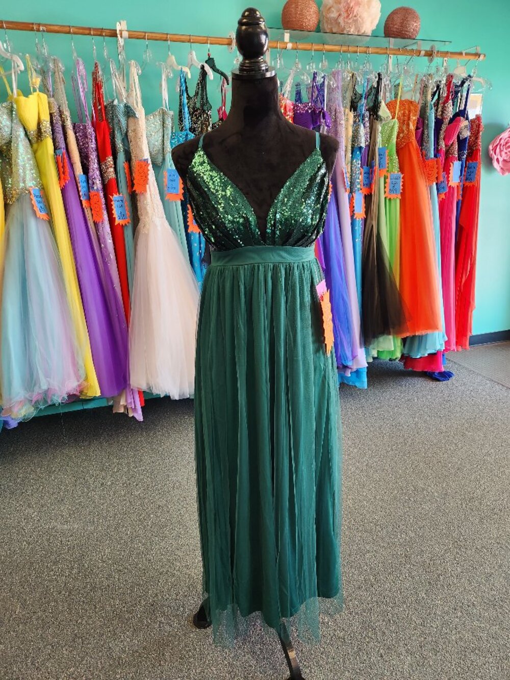 Sequin Prom Dress Formal Emerald Green Size 2